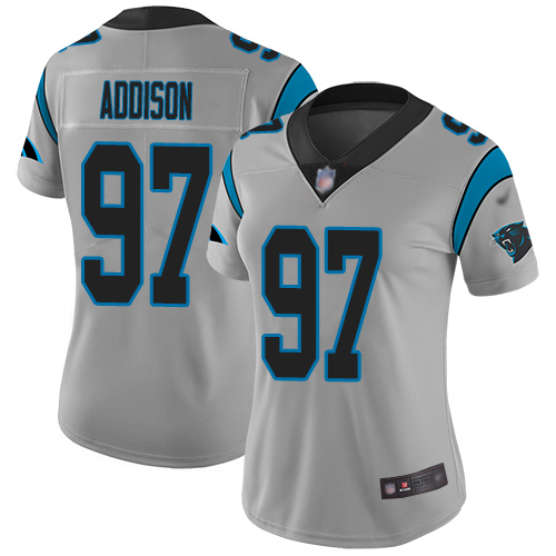 Carolina Panthers Limited Silver Women Mario Addison Jersey NFL Football #97 Inverted Legend->carolina panthers->NFL Jersey